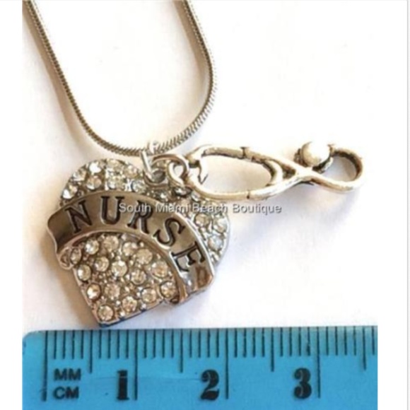 Silver NURSE Nursing Stethoscope Necklace 18'20" - Picture 7 of 8